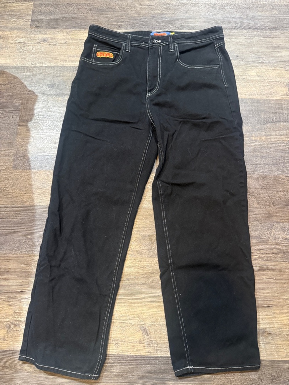 Empyre Black Cargo Pants with White Stitching